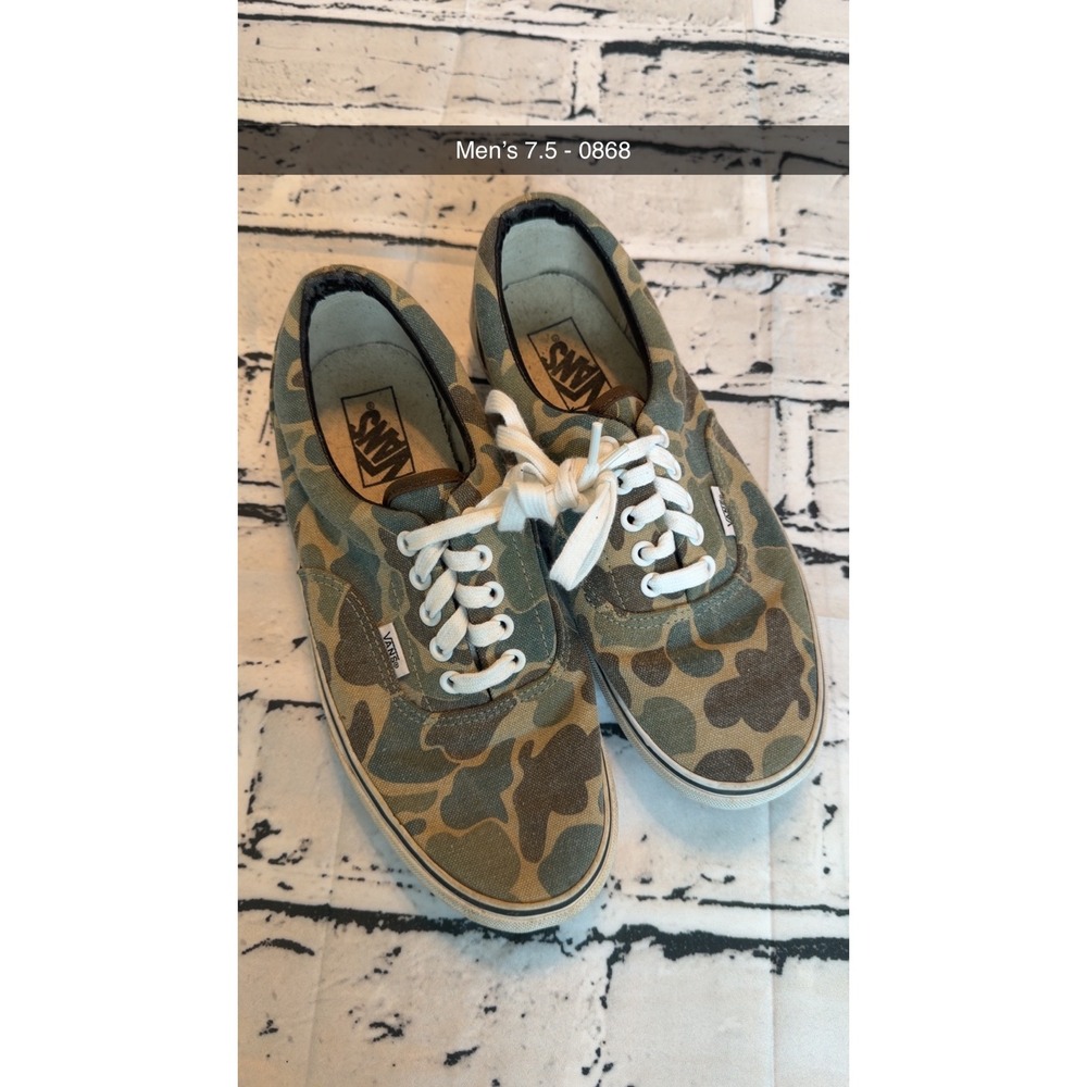 Vans Era Camo Sneakers Mens 7.5 Duck Camouflage Low Top Skate Shoes Green Brown